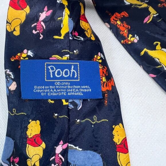 Disney Winnie the Pooh Characters Novelty Cartoon Navy Blue Tie - Picture 3 of 4